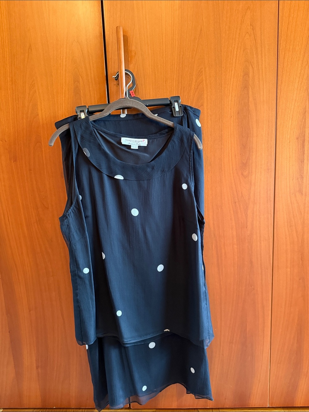 Marina Rinaldi Black and White Polka Dot Layered Sleeveless Top and skirt